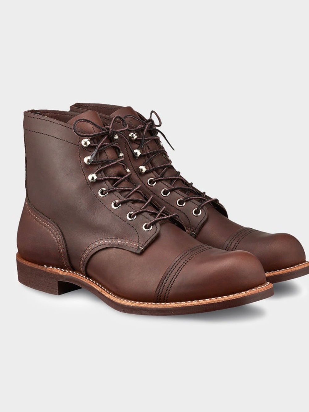 Men's Red Wing iron ranger size 8.5 Cap-Toe Leather Lace-Up Boots in Brown